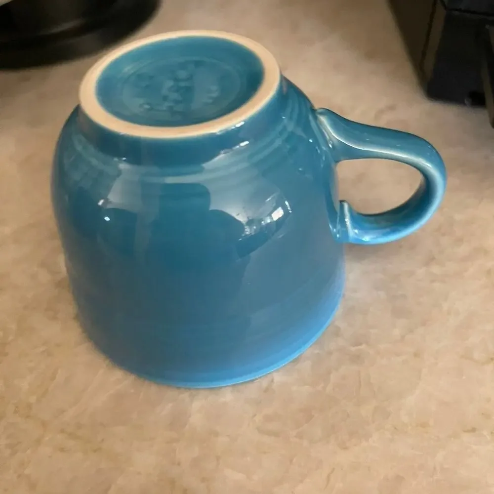 Fiesta ware teacup peacock blue retired color. Great for Hot chocolate